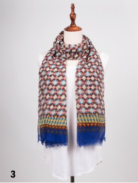 Checker Print Scarf With Color Edge